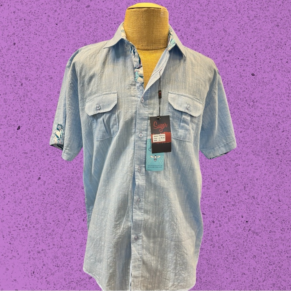 NWT Light Blue Linen Texture Cotton - True To Size Fit. Multiple sizes